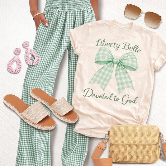 Liberty Belle Mint Checkered Bow