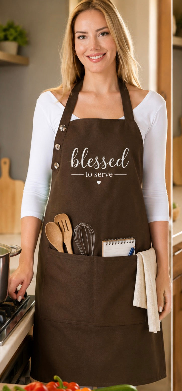 Kitchen Apron w Pockets- Blessed to Serve
