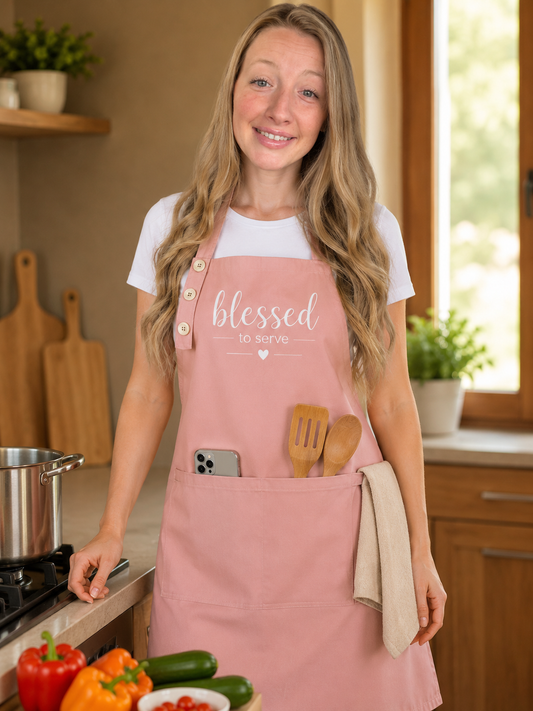Kitchen Apron w Pockets- Blessed to Serve