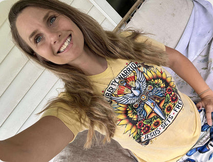 Liberty Warrior Jesus Sets Free unisex tee