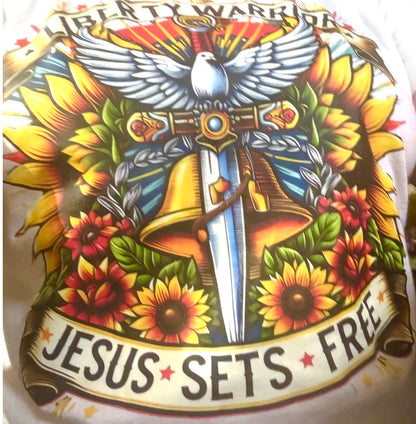 Liberty Warrior Jesus Sets Free unisex tee