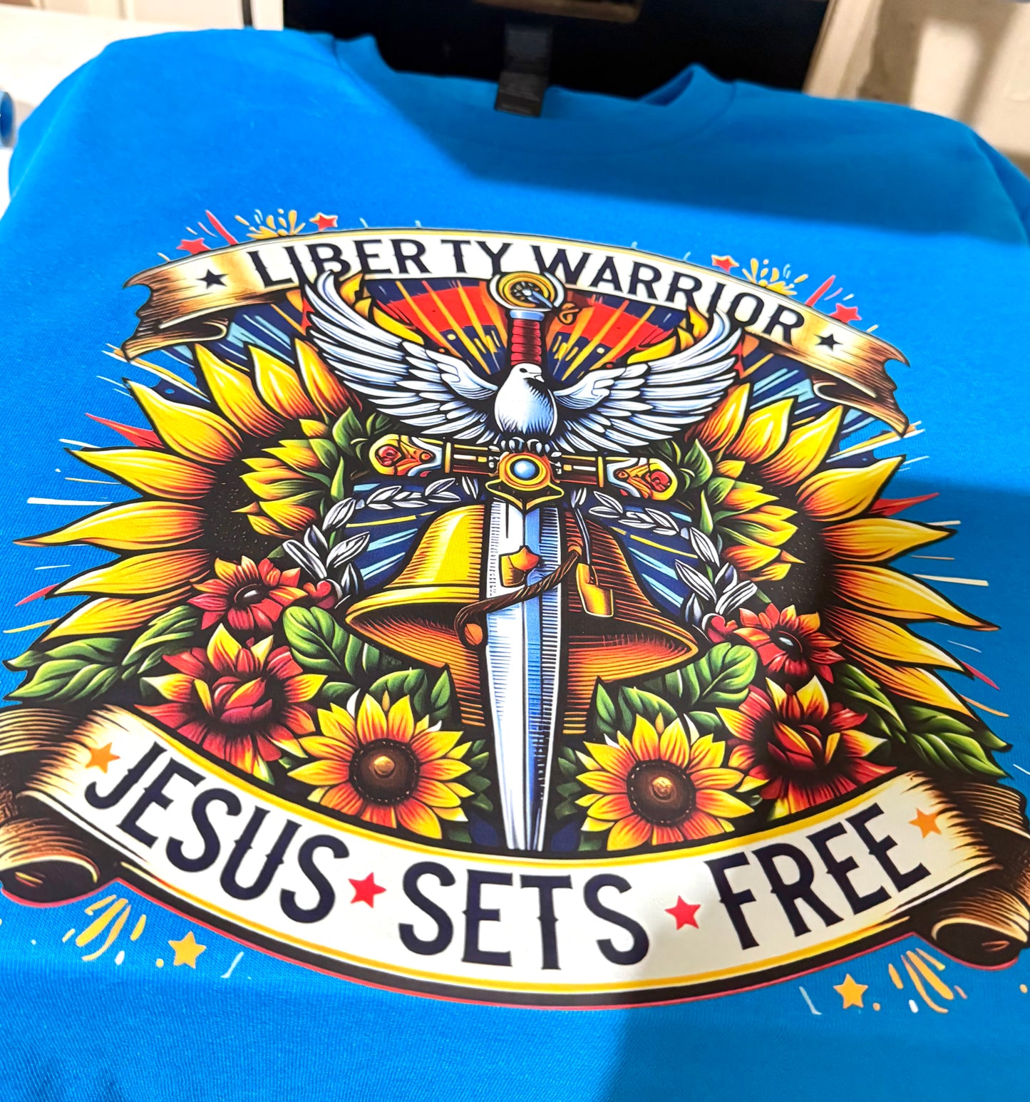Liberty Warrior Jesus Sets Free unisex tee