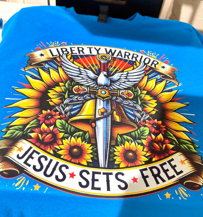 Liberty Warrior Jesus Sets Free unisex tee
