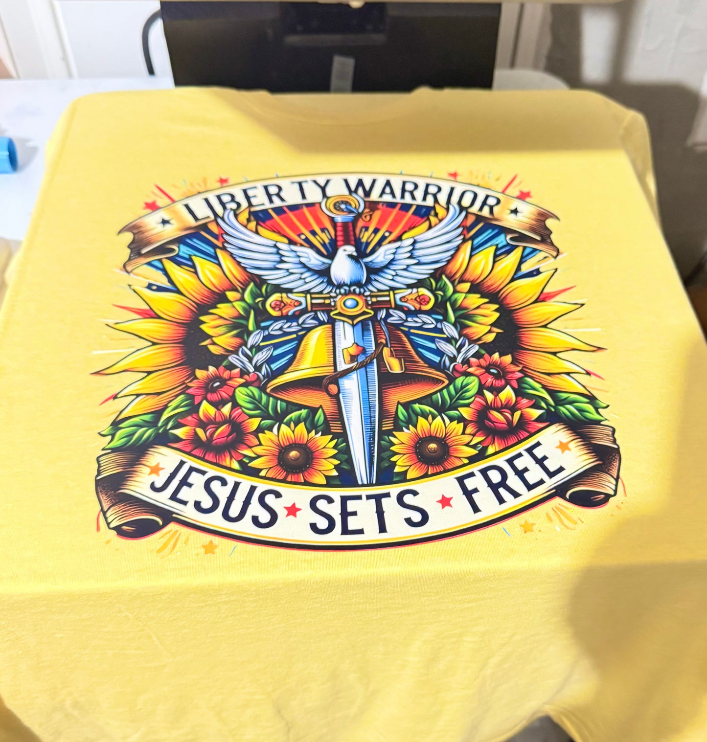 Liberty Warrior Jesus Sets Free unisex tee