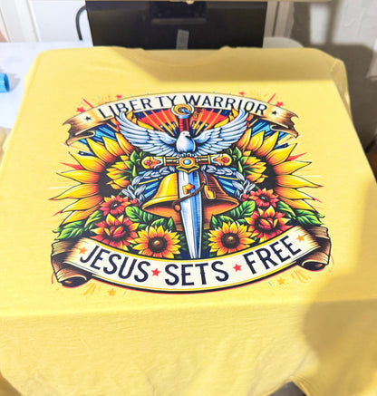 Liberty Warrior Jesus Sets Free unisex tee