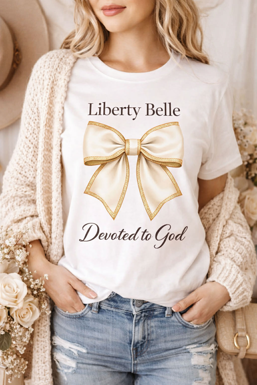 Liberty Belle Gold & Cream Bow