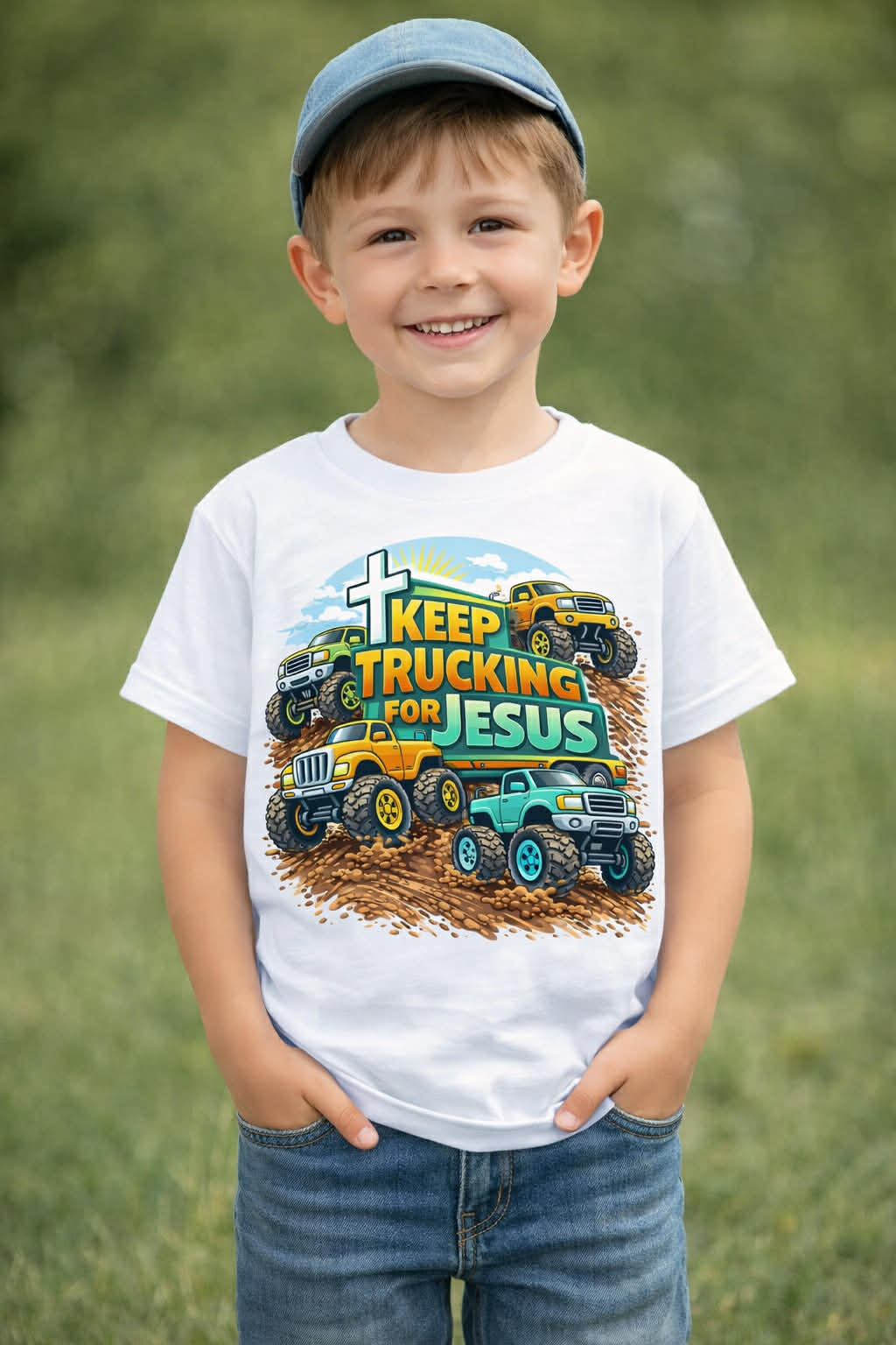 Boys Keep Trucking for Jesus tee